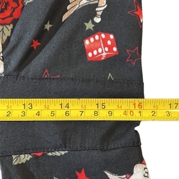 EUC Torrid Retro Chic Love Dice Roses Blk Skull Pin Up Circle Skirt Dress 12 - Picture 14 of 15